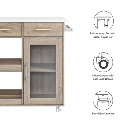 Culinary Kitchen Cart With Towel Bar by Modway