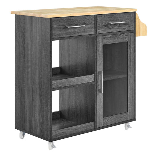Culinary Kitchen Cart With Spice Rack by Modway