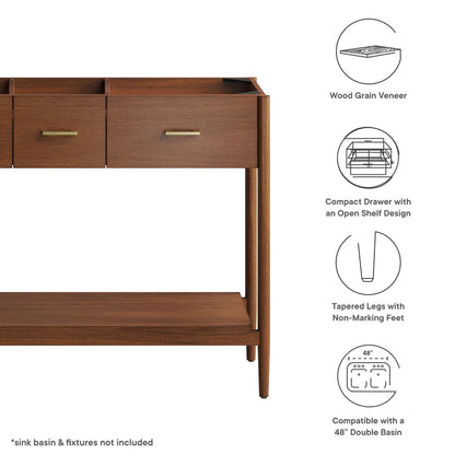 Zaire 48" Double Sink Compatible Bathroom Vanity Cabinet (Sink Basin Not Included) by Modway