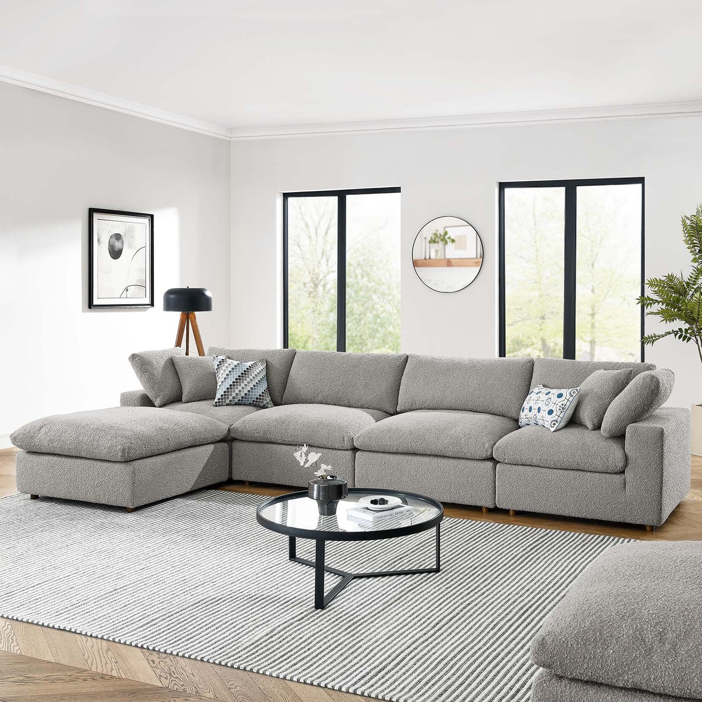 Commix 5-Piece Down Filled Overstuffed Boucle Fabric Sectional Sofa by Modway