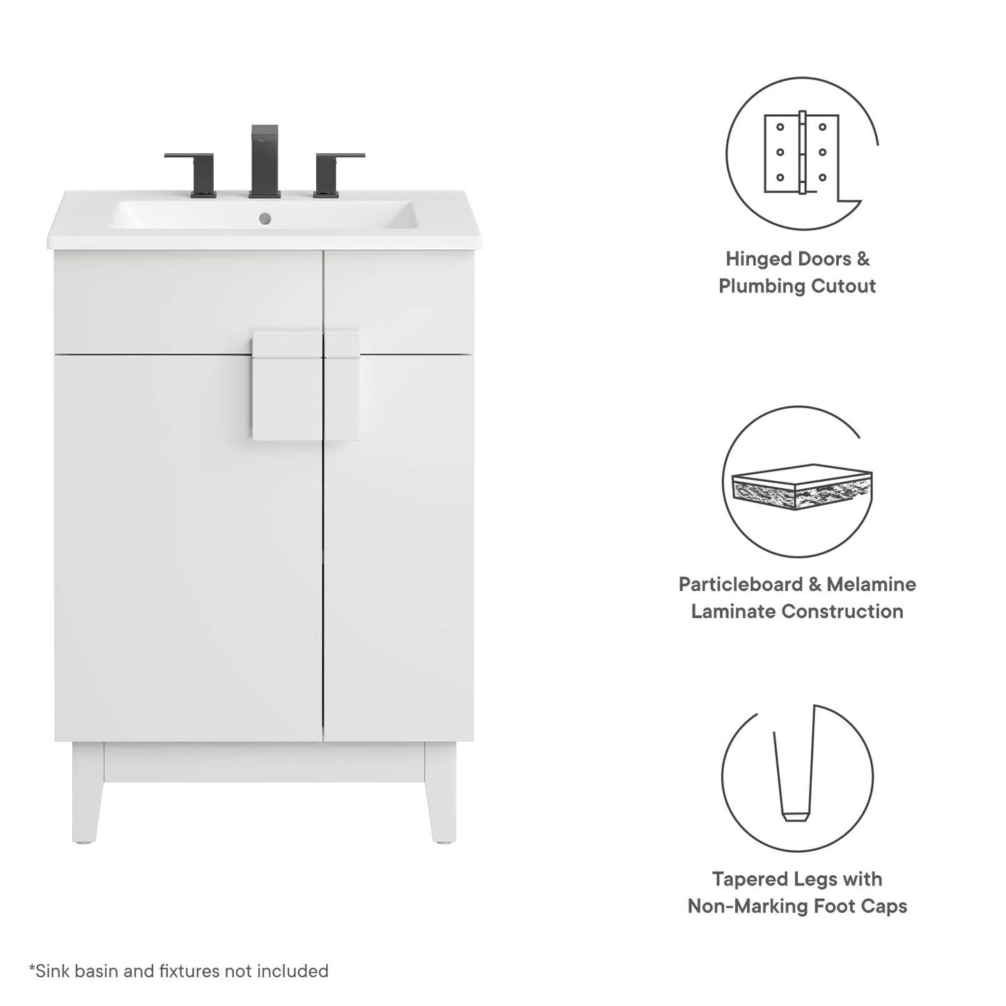 Miles 24" Bathroom Vanity Cabinet (Sink Basin Not Included) by Modway