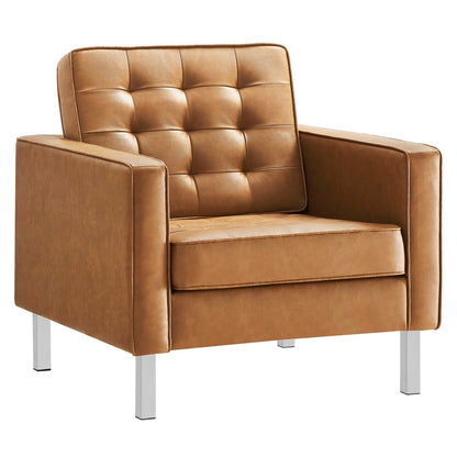 Loft Tufted Vegan Leather Armchair and Ottoman Set by Modway