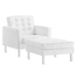 Loft Tufted Vegan Leather Armchair and Ottoman Set by Modway