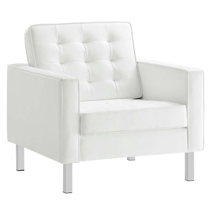 Loft Tufted Vegan Leather Armchair and Ottoman Set by Modway
