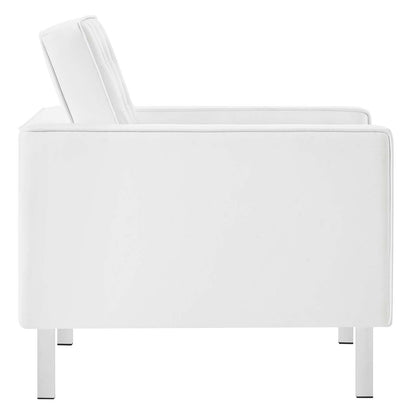Loft Tufted Vegan Leather Armchair and Ottoman Set by Modway