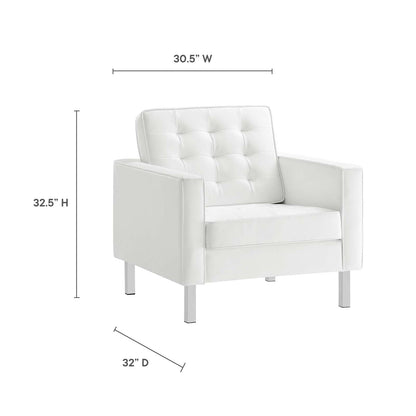 Loft Tufted Vegan Leather Armchair and Ottoman Set by Modway