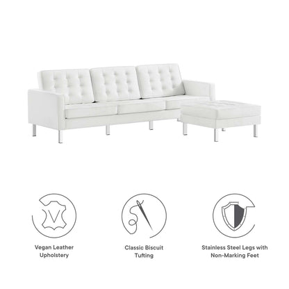 Loft Tufted Vegan Leather Sofa and Ottoman Set by Modway