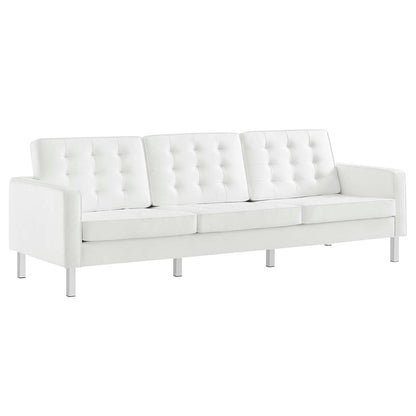 Loft Tufted Vegan Leather Sofa and Ottoman Set by Modway