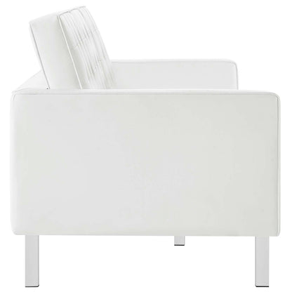 Loft Tufted Vegan Leather Sofa and Ottoman Set by Modway