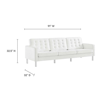Loft Tufted Vegan Leather Sofa and Ottoman Set by Modway