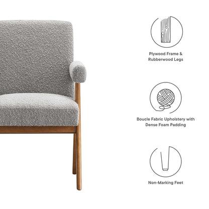 Lyra Boucle Fabric Dining Room Chair Set of 2 by Modway