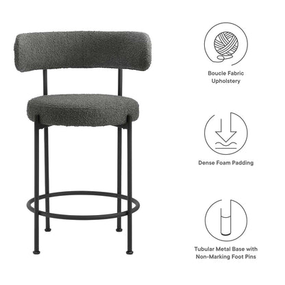 Albie Boucle Fabric Counter Stools Set of 2 by Modway