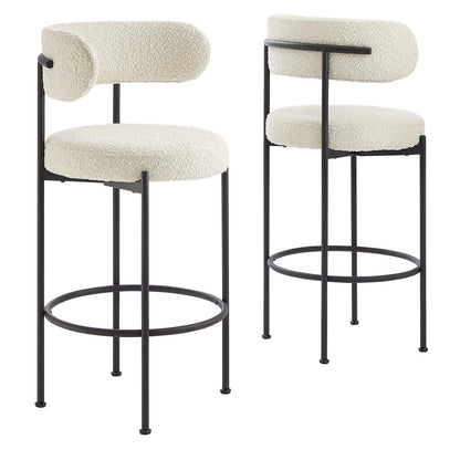 Albie Boucle Fabric Bar Stools Set of 2 by Modway