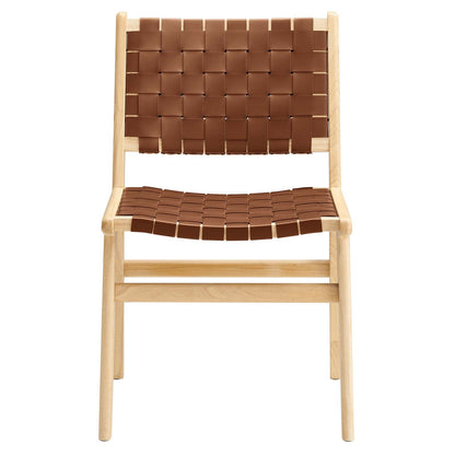 Saoirse Leather Wood Dining Side Chair Set of 2 by Modway