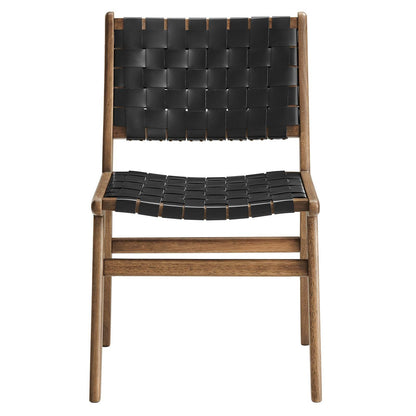Saoirse Leather Wood Dining Side Chair Set of 2 by Modway