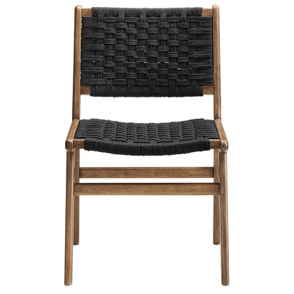 Saoirse Woven Rope Wood Dining Side Chair Set of 2 by Modway