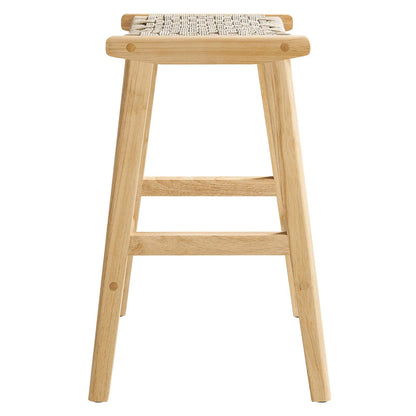 Saoirse Woven Rope Wood Counter Stool Set of 2 by Modway