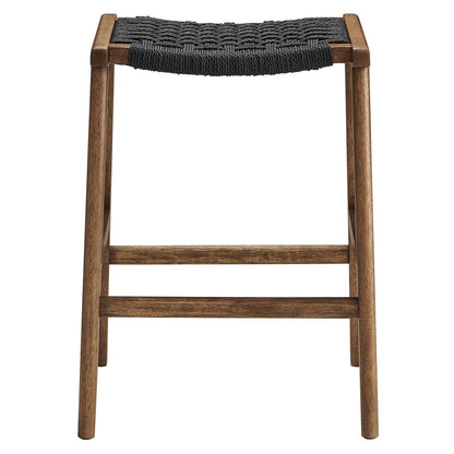 Saoirse Woven Rope Wood Counter Stool Set of 2 by Modway