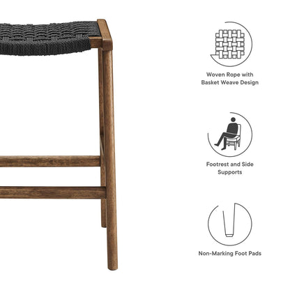 Saoirse Woven Rope Wood Counter Stool Set of 2 by Modway