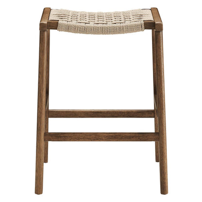 Saoirse Woven Rope Wood Counter Stool Set of 2 by Modway