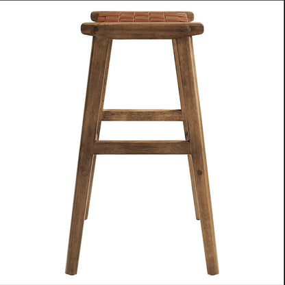 Saoirse Leather Wood Bar Stool Set of 2 by Modway
