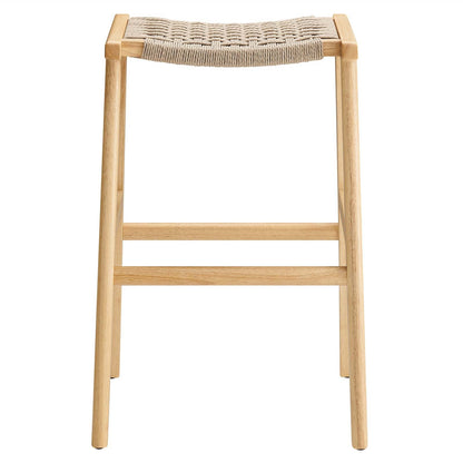 Saoirse Woven Rope Wood Bar Stool Set of 2 by Modway