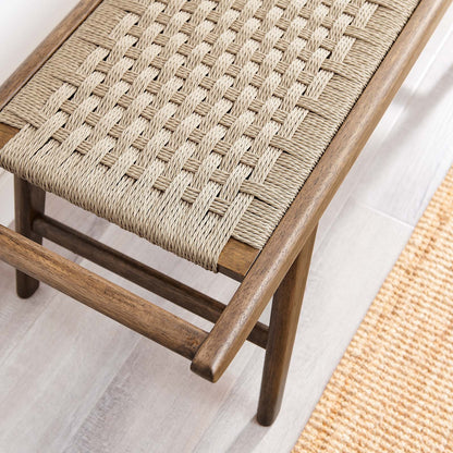 Saoirse 47" Wove Rope Wood Bench by Modway