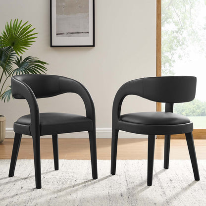 Pinnacle Vegan Leather Dining Chair Set of 2 by Modway