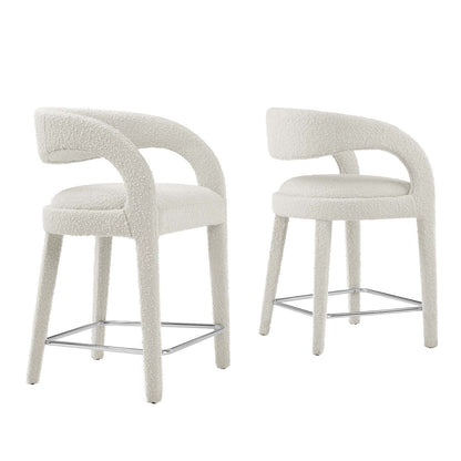 Pinnacle Boucle Upholstered Counter Stool Set of 2 by Modway