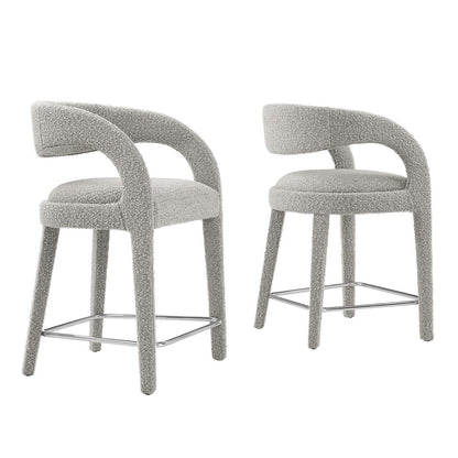 Pinnacle Boucle Upholstered Counter Stool Set of 2 by Modway