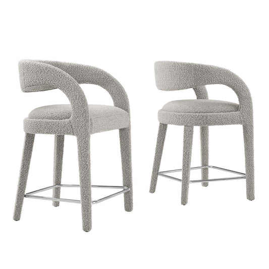 Pinnacle Boucle Upholstered Counter Stool Set of 2 by Modway