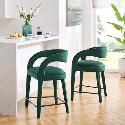 Pinnacle Performance Velvet Counter Stool Set of 2 by Modway