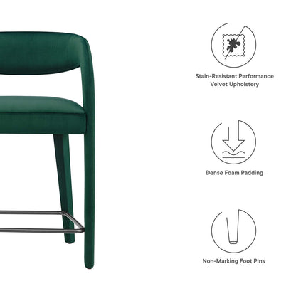 Pinnacle Performance Velvet Counter Stool Set of 2 by Modway