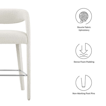 Pinnacle Boucle Upholstered Bar Stool Set of 2 by Modway