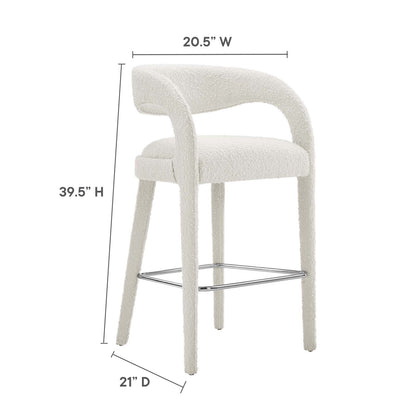 Pinnacle Boucle Upholstered Bar Stool Set of 2 by Modway