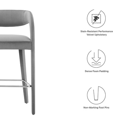 Pinnacle Performance Velvet Bar Stool Set of 2 by Modway