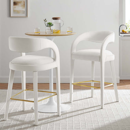 Pinnacle Performance Velvet Bar Stool Set of 2 by Modway