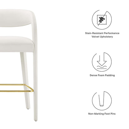 Pinnacle Performance Velvet Bar Stool Set of 2 by Modway