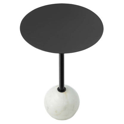 Aliza Round White Marble Side Table by Modway
