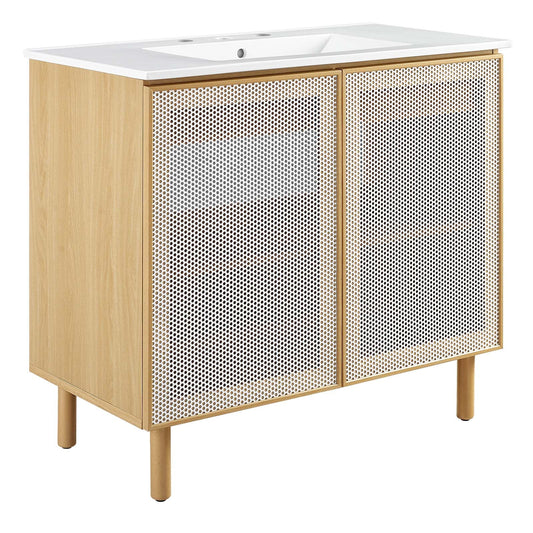 Calla 36" Perforated Metal Bathroom Vanity by Modway