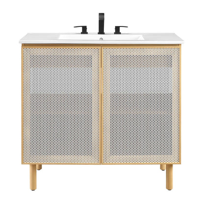 Calla 36" Perforated Metal Bathroom Vanity by Modway