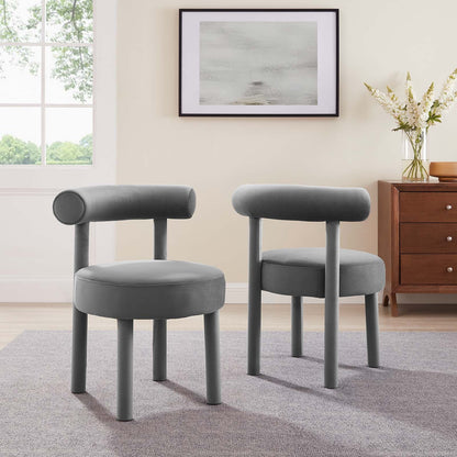 Toulouse Performance Velvet Dining Chair Set of 2 by Modway