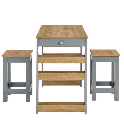 Galley 3-Piece Kitchen Island and Stool Set by Modway