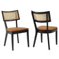 Caledonia Vegan Leather Upholstered Wood Dining Chairs Set of 2 by Modway