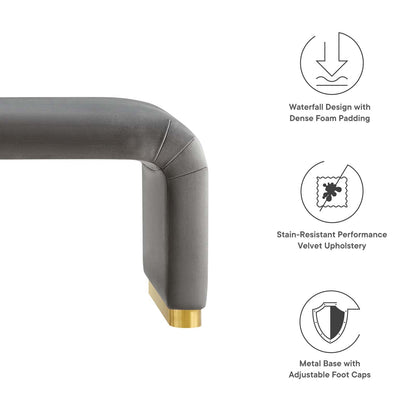 Koda Performance Velvet Waterfall Long Bench by Modway