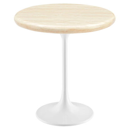 Lippa 20" Round Faux Travertine Side Table by Modway