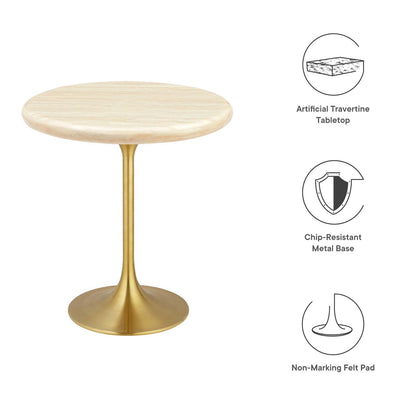 Lippa 20" Round Faux Travertine Side Table by Modway