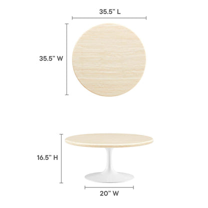 Lippa 36" Round Faux Travertine Coffee Table by Modway
