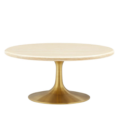 Lippa 36" Round Faux Travertine Coffee Table by Modway
