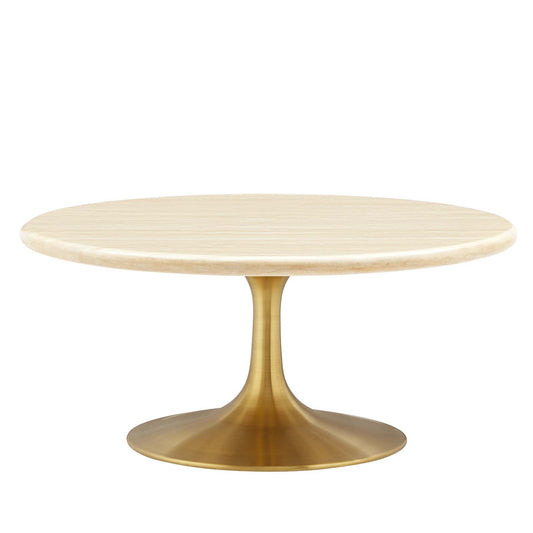 Lippa 36" Round Faux Travertine Coffee Table by Modway